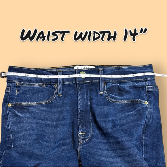 NWOT FRAME Le High Straight Distressed Jeans in Majesty Deep Blue. Size 27👖 - Picture 7 of 14